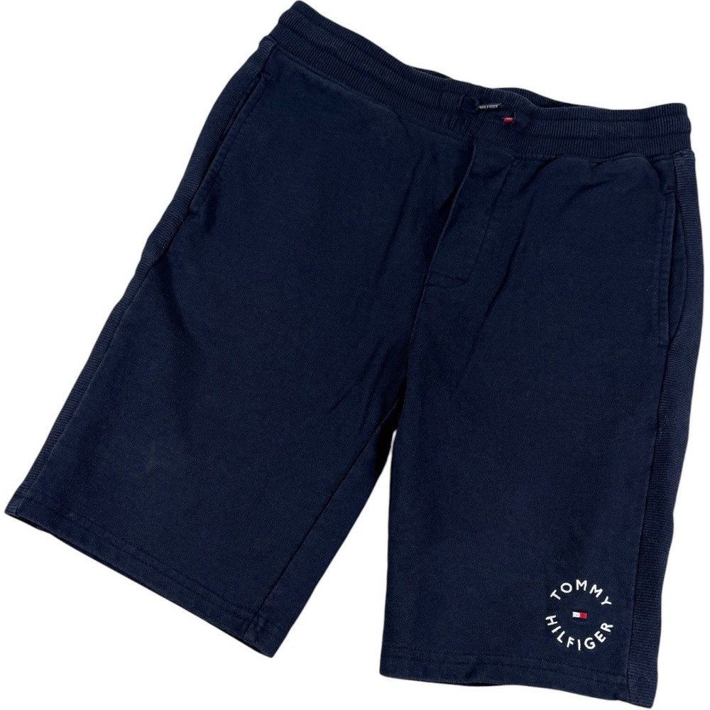 Tommy Hilfiger Boys Logo Knit Drawstring Sweatshorts Navy Blue Size L 14/16